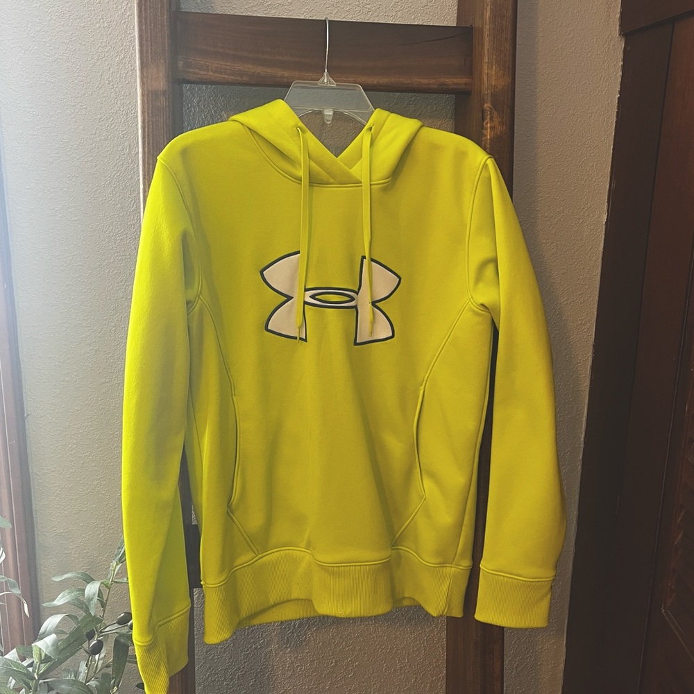 UNDER ARMOUR Women's Yellow Kangaroo Pullover Hoodie Sweater Size Medium